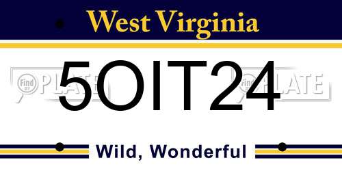 5OIT24 West Virginia License Plate