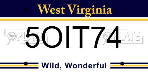 5OIT74 West Virginia License Plate
