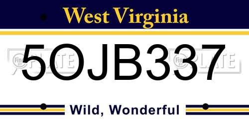 5OJB337 West Virginia License Plate