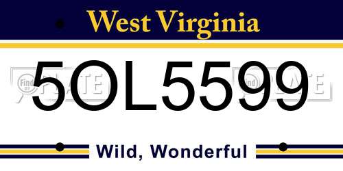 5OL5599 West Virginia License Plate
