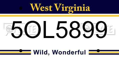 5OL5899 West Virginia License Plate