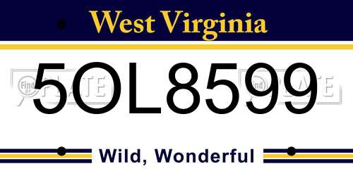 5OL8599 West Virginia License Plate
