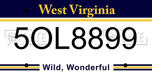 5OL8899 West Virginia License Plate