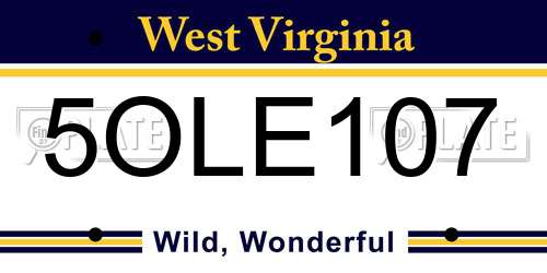 5OLE107 West Virginia License Plate