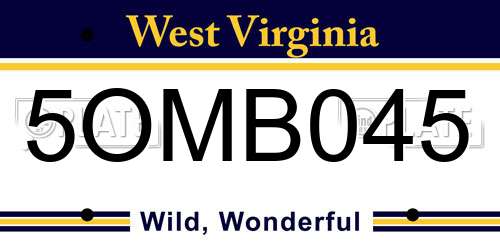 5OMB045 West Virginia License Plate