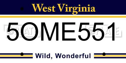 5OME551 West Virginia License Plate