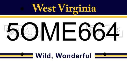 5OME664 West Virginia License Plate