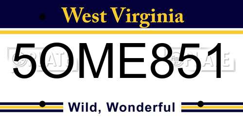 5OME851 West Virginia License Plate