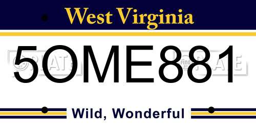 5OME881 West Virginia License Plate
