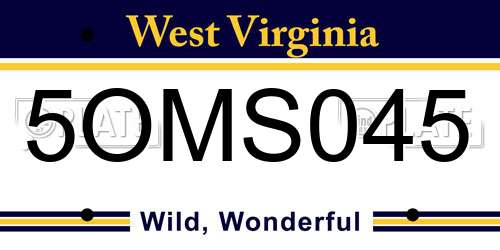 5OMS045 West Virginia License Plate