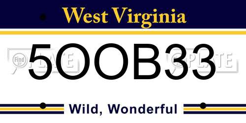 5OOB33 West Virginia License Plate