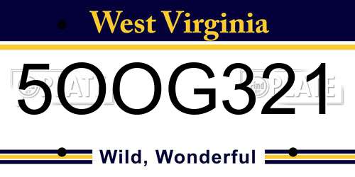 5OOG321 West Virginia License Plate
