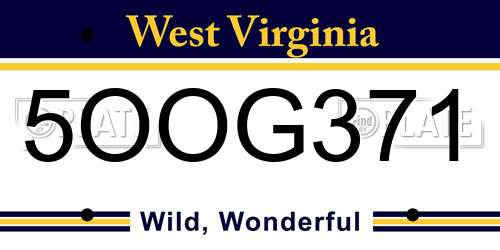 5OOG371 West Virginia License Plate