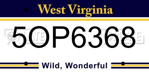 5OP6368 West Virginia License Plate