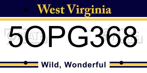 5OPG368 West Virginia License Plate