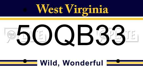5OQB33 West Virginia License Plate