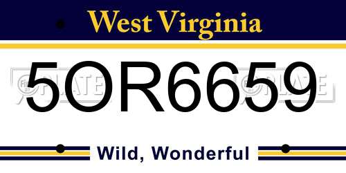 5OR6659 West Virginia License Plate
