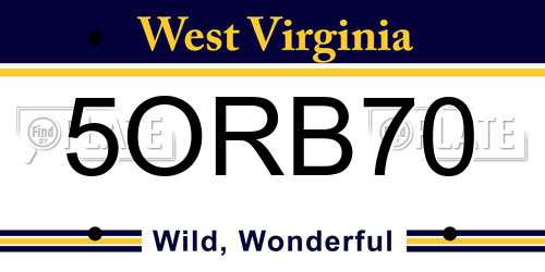 5ORB70 West Virginia License Plate