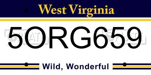 5ORG659 West Virginia License Plate