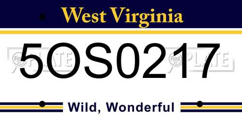 5OS0217 West Virginia License Plate