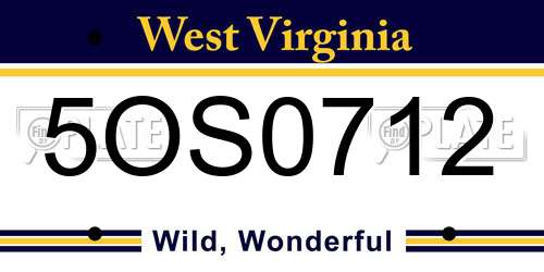 5OS0712 West Virginia License Plate