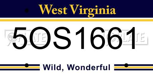 5OS1661 West Virginia License Plate