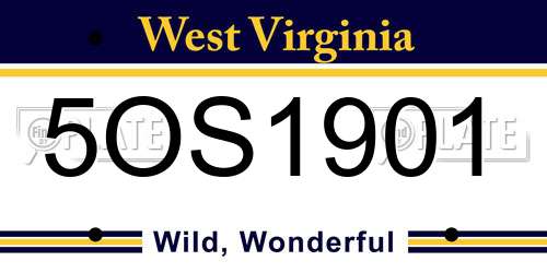 5OS1901 West Virginia License Plate