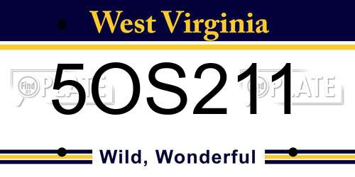 5OS211 West Virginia License Plate