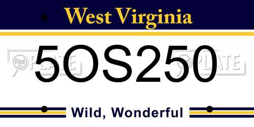 5OS250 West Virginia License Plate