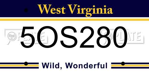 5OS280 West Virginia License Plate