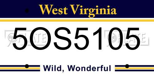 5OS5105 West Virginia License Plate