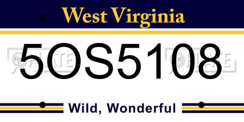5OS5108 West Virginia License Plate