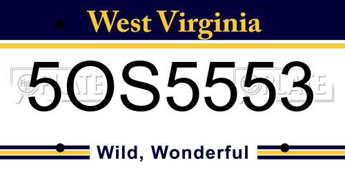 5OS5553 West Virginia License Plate