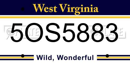 5OS5883 West Virginia License Plate