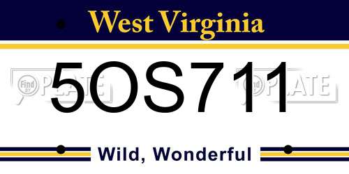 5OS711 West Virginia License Plate