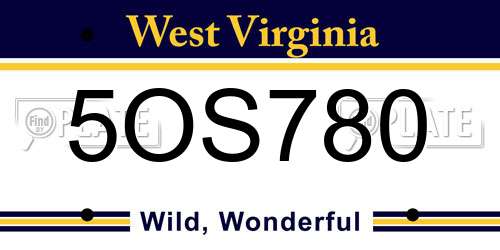 5OS780 West Virginia License Plate