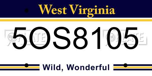 5OS8105 West Virginia License Plate