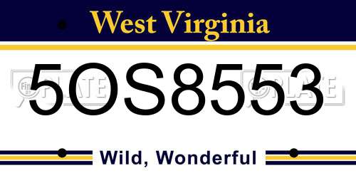 5OS8553 West Virginia License Plate