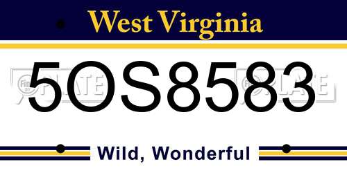 5OS8583 West Virginia License Plate