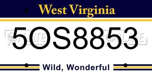 5OS8853 West Virginia License Plate