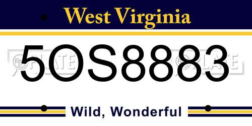 5OS8883 West Virginia License Plate