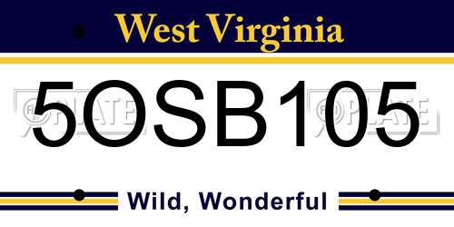 5OSB105 West Virginia License Plate