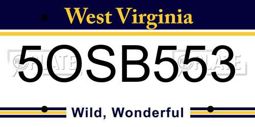 5OSB553 West Virginia License Plate
