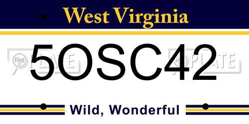 5OSC42 West Virginia License Plate
