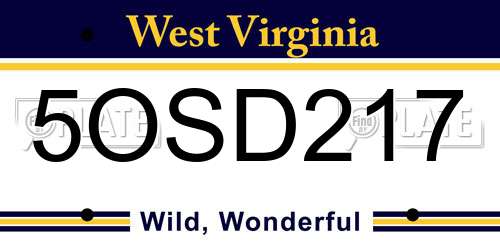 5OSD217 West Virginia License Plate