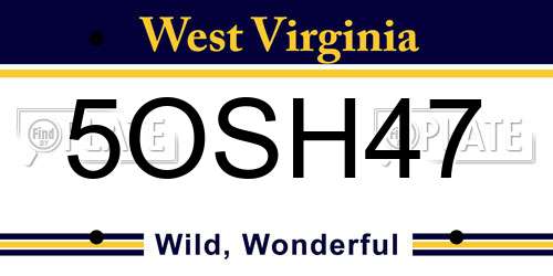 5OSH47 West Virginia License Plate