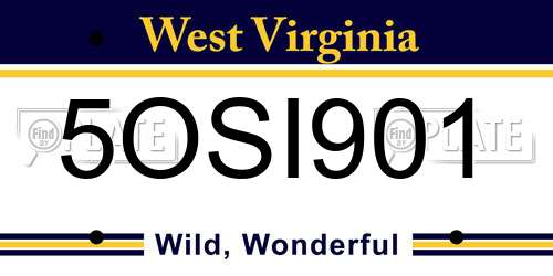 5OSI901 West Virginia License Plate
