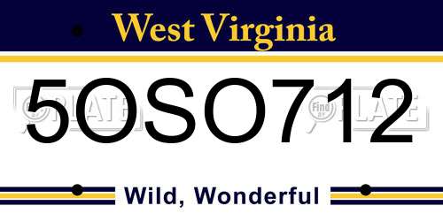 5OSO712 West Virginia License Plate