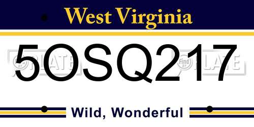 5OSQ217 West Virginia License Plate