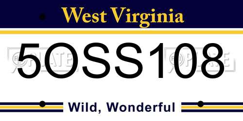 5OSS108 West Virginia License Plate